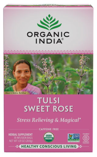 Organic India Tulsi Sweet Rose 18 Bags – package front