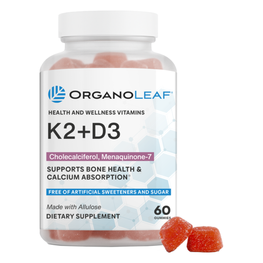 Organoleaf K2 + D3 Gummies – 60 Count bottle front