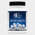 Ortho-Biotic dietary supplement container with Ortho Molecular Products label on a white background