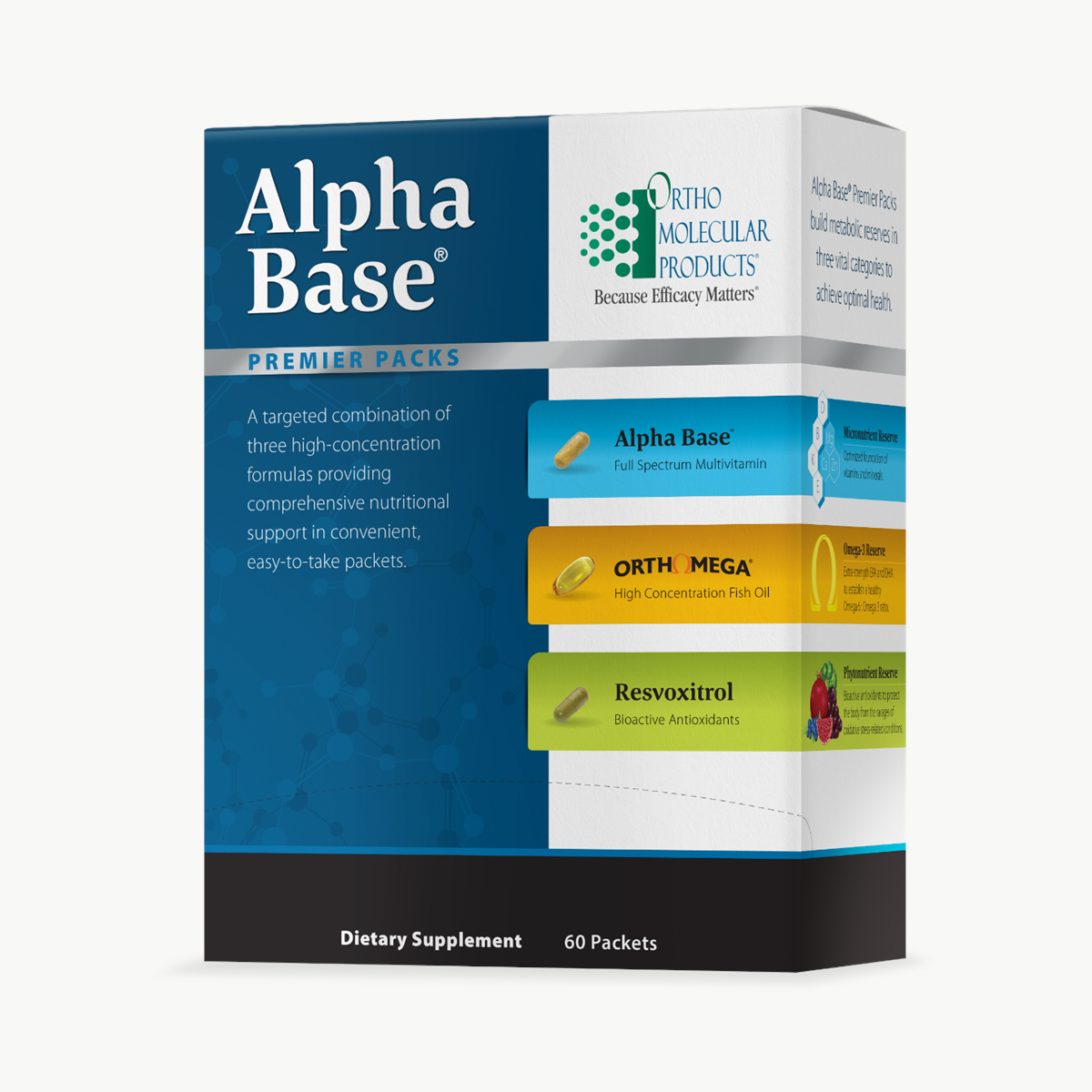 Ortho Molecular Products Alpha Base Premier 60 Packs official uniform front v5 1200x1200