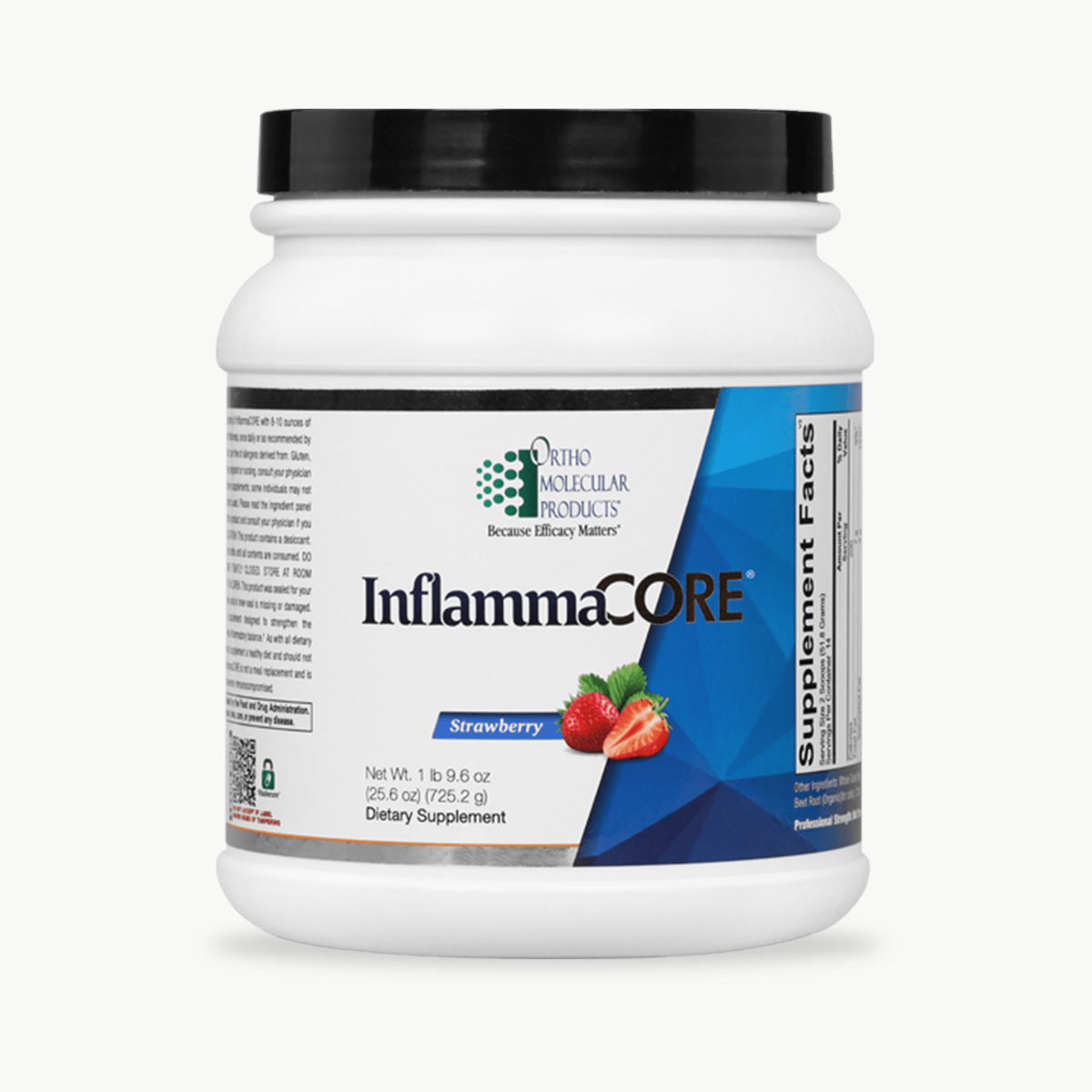 Ortho Molecular Products InflammaCORE Strawberry Powder 14 Servings official uniform front v5 1200x1200