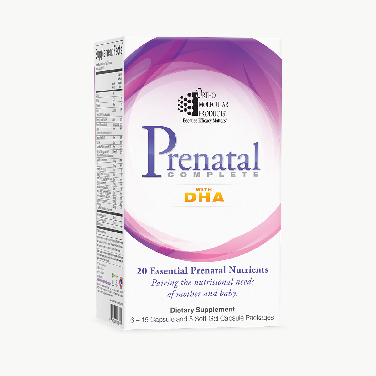 Ortho Molecular Products Prenatal Complete with DHA 30 Count official uniform front v5 1200x1200