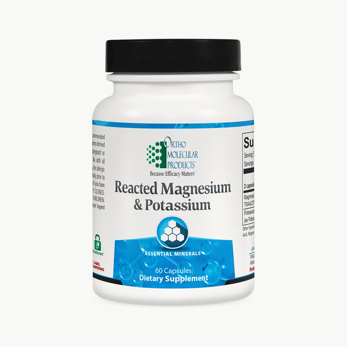 Ortho Molecular Products Reacted Magnesium & Potassium 60 Capsules official uniform front v5 1200x1200