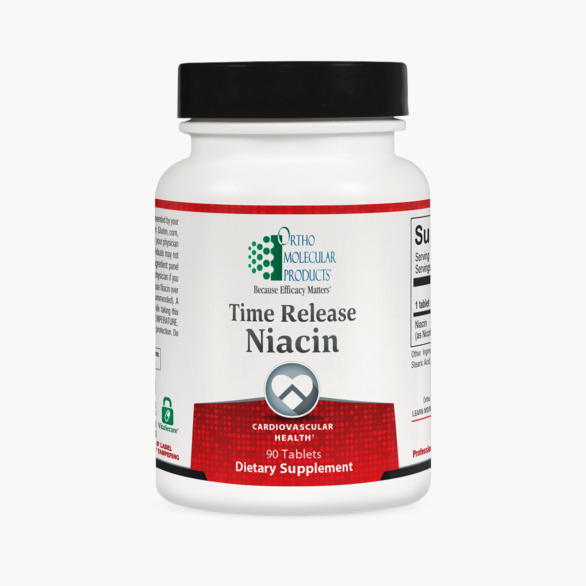 Ortho Molecular Products Time Release Niacin 90 Tablets official uniform front v5 1200x1200