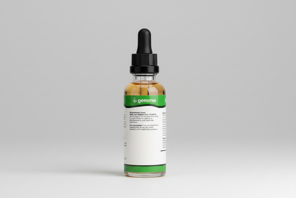 Gemmo UNDA product packaging with recommended dose and risk information on a white background