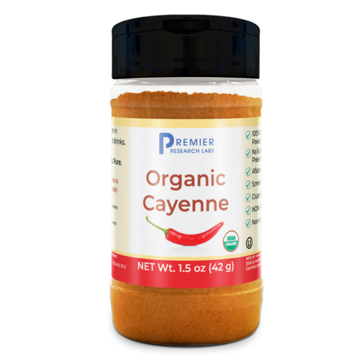Premier Research Labs Organic Cayenne Powder 1.5 oz bottle front