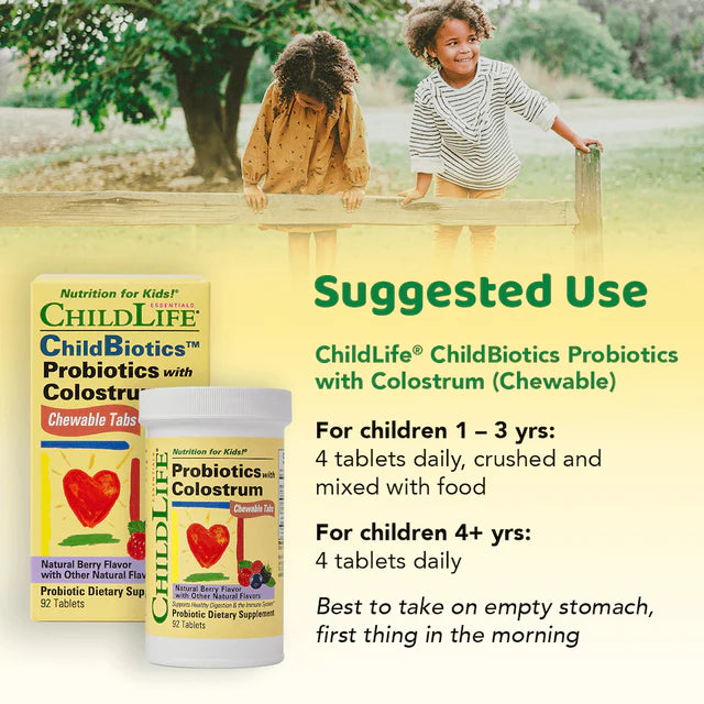 ChildLife ChildBiotics Probiotics with Colostrum 92 Tablets