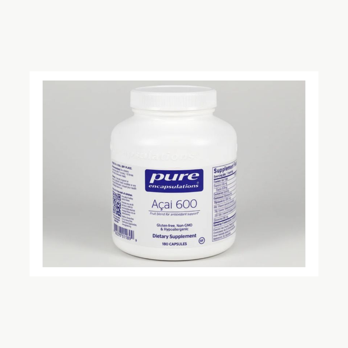 Pure Encapsulations Acai 600 - 180 Capsules official front label