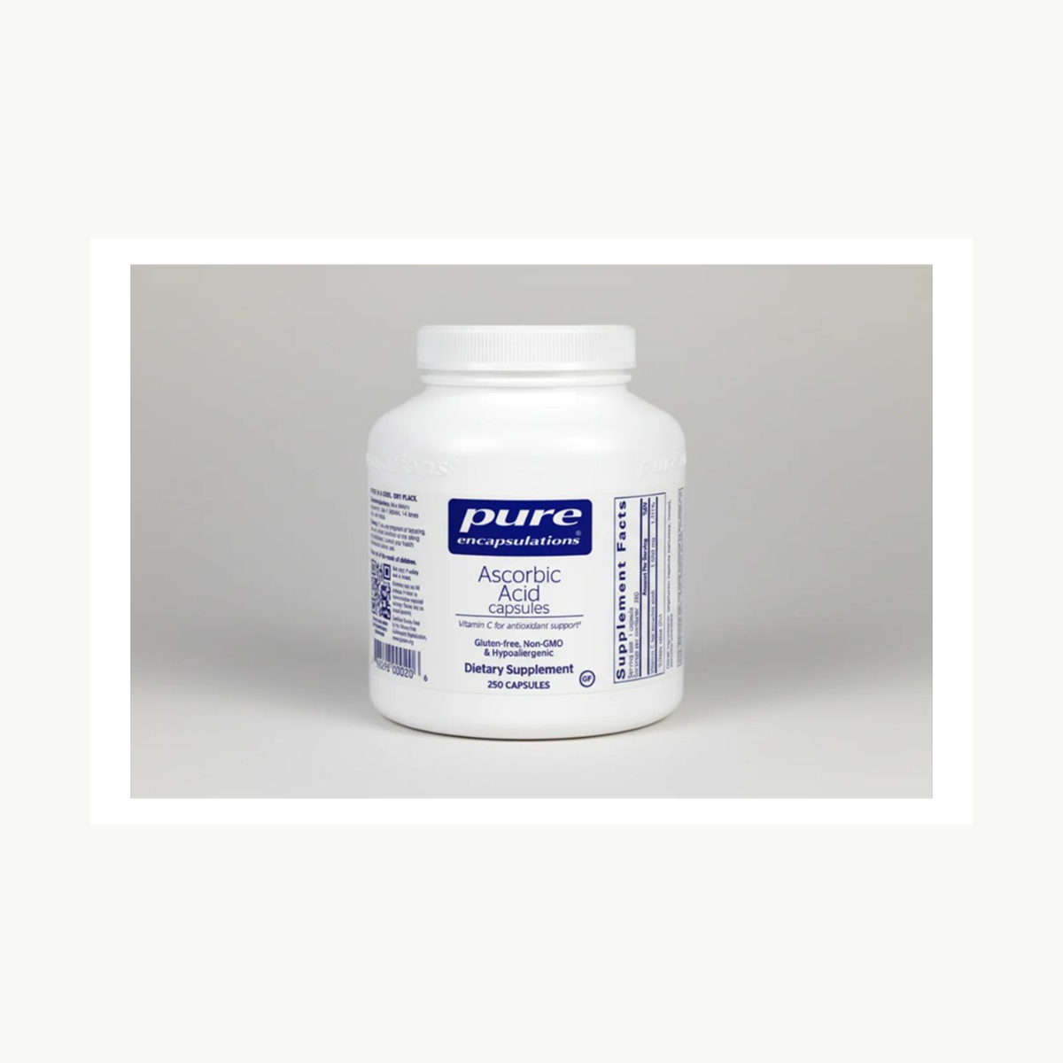 Pure Encapsulations Ascorbic Acid 250 Vcaps official front label