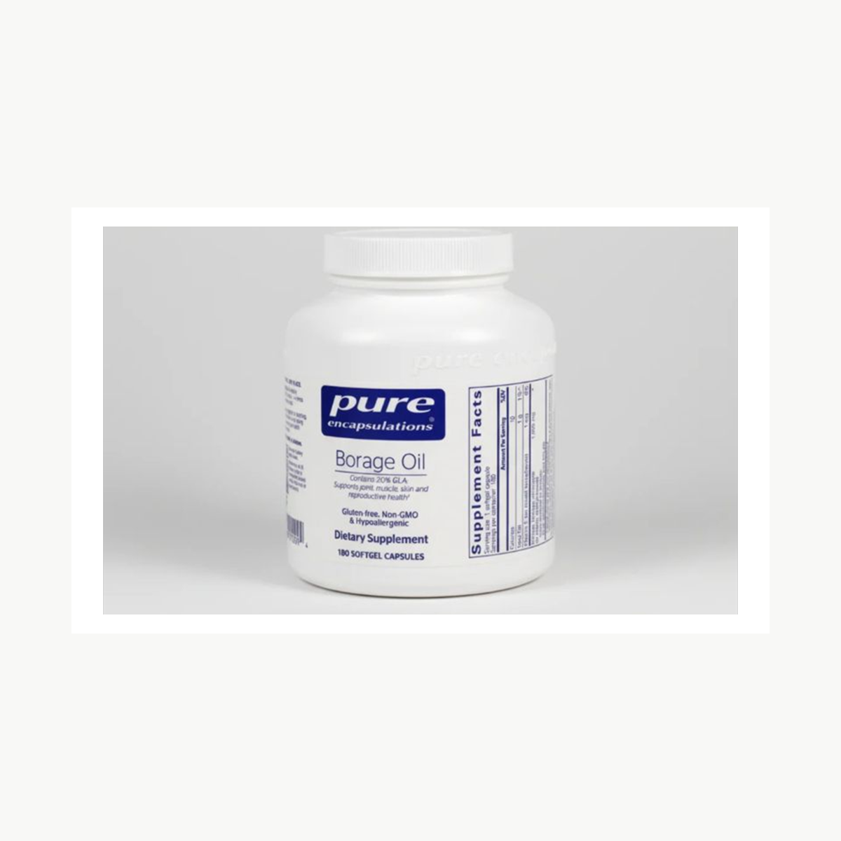 Pure Encapsulations Borage Oil - 180 Softgel Capsules official front label