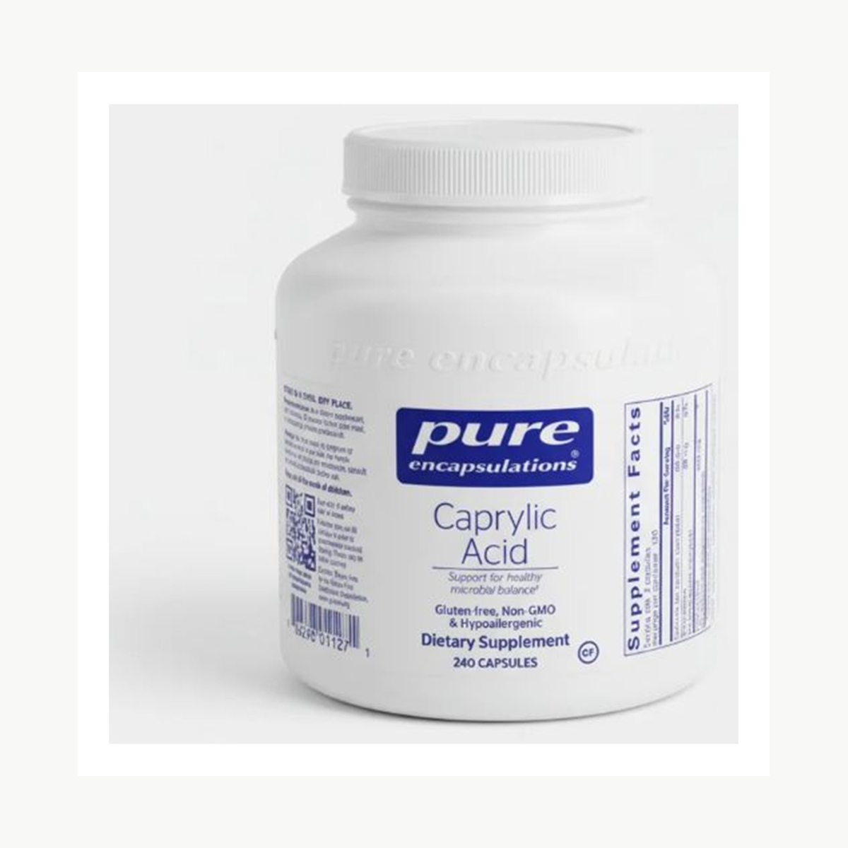 Pure Encapsulations Caprylic Acid 600 mg - 240 Capsules official front label