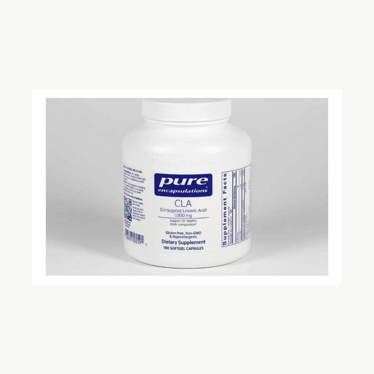 Pure Encapsulations CLA (Conjugated Linoleic Acid) 1,000 mg - 180 Softgel Capsules official front label