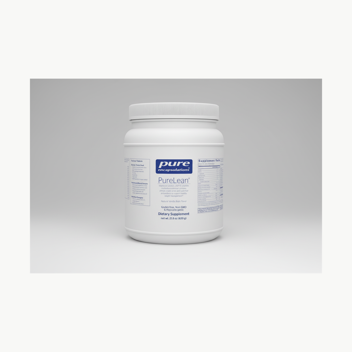 Pure Encapsulations PureLean Vanilla Bean Flavor - 21.8 oz (620 Grams) official front label