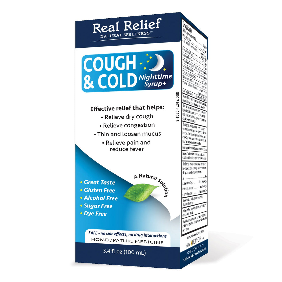 Real Relief Cough & Cold Nighttime Syrup — 3.4 fl oz