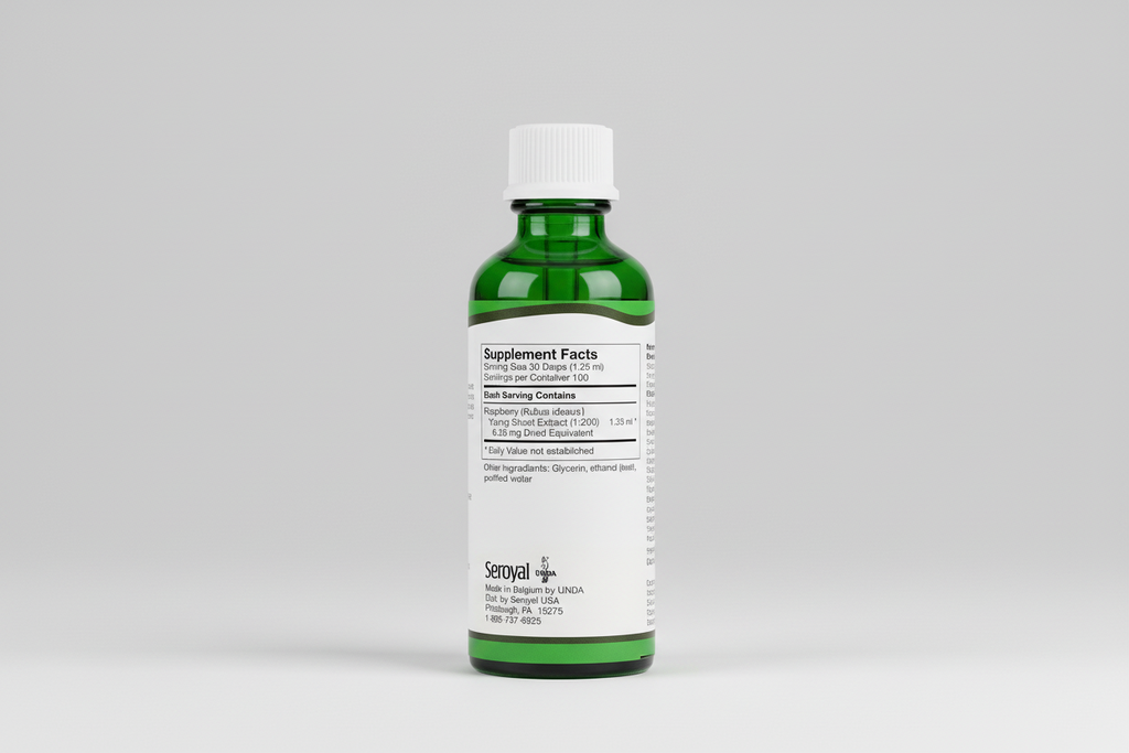 Supplement facts label for UNDA gemmo product with green border