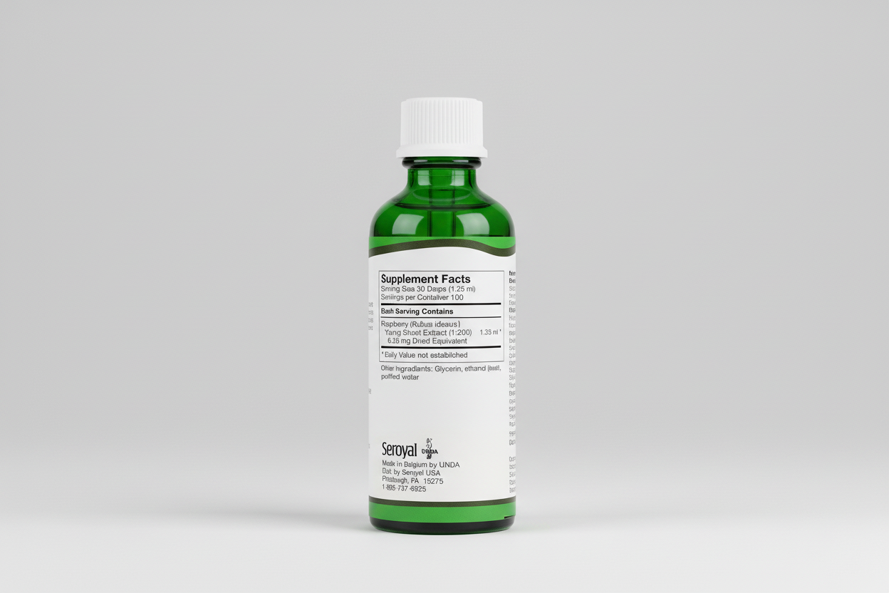 Supplement facts label for UNDA gemmo product with green border