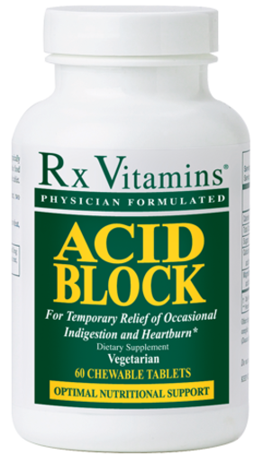 Rx Vitamins Acid Block 60 Chewable Tablets bottle