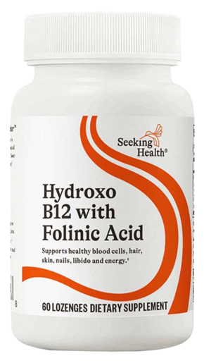 Seeking Health Hydroxo B12 with Folinic Acid 60 Lozenges product packaging