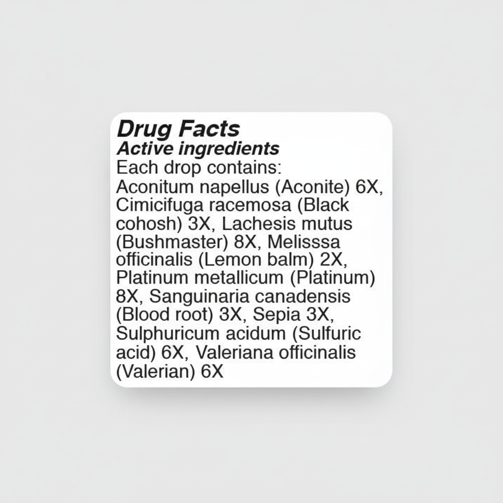 Drug facts label with active ingredients listed