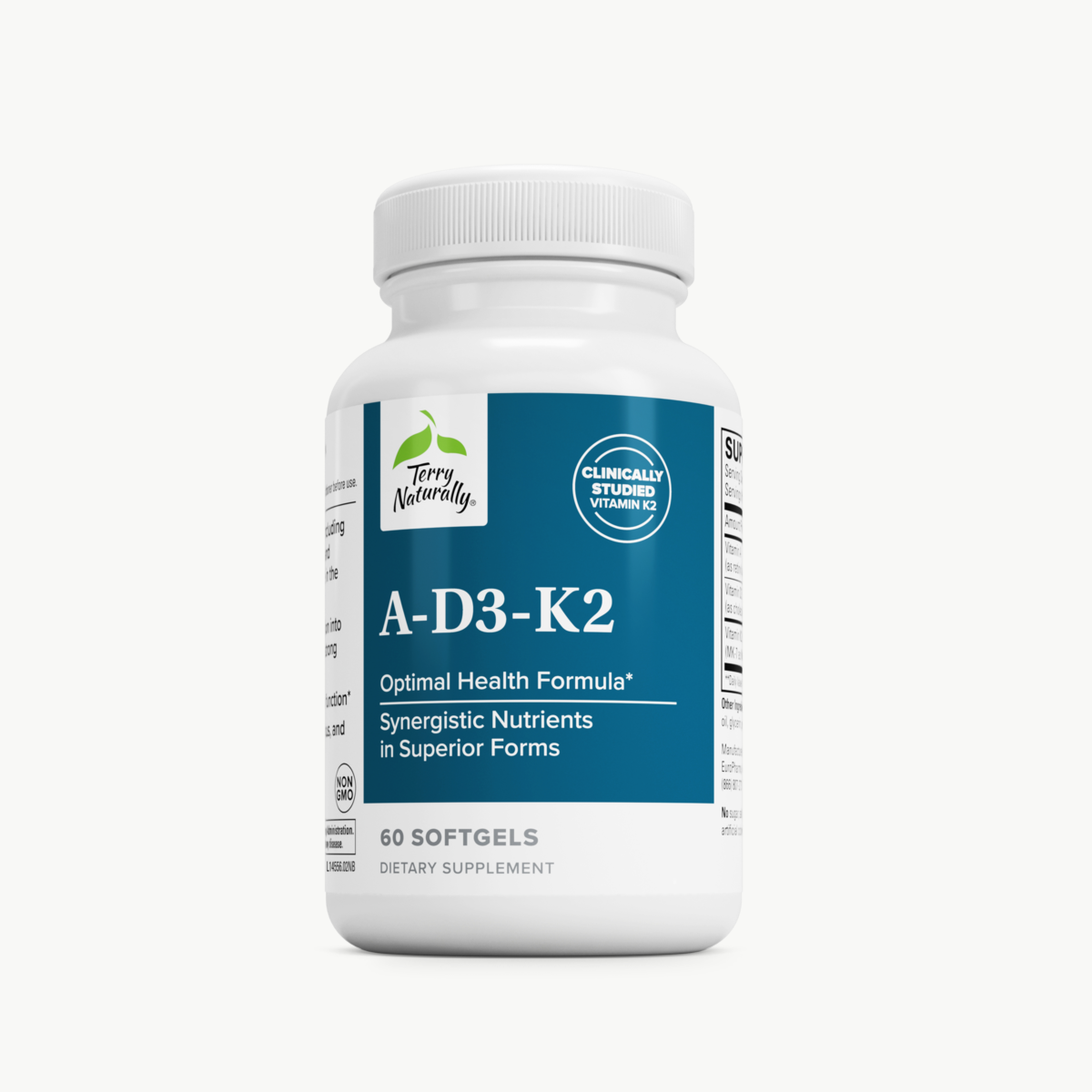 Terry Naturally Vitamin A D3 K2 60 Softgels official uniform front v2 1200x1200