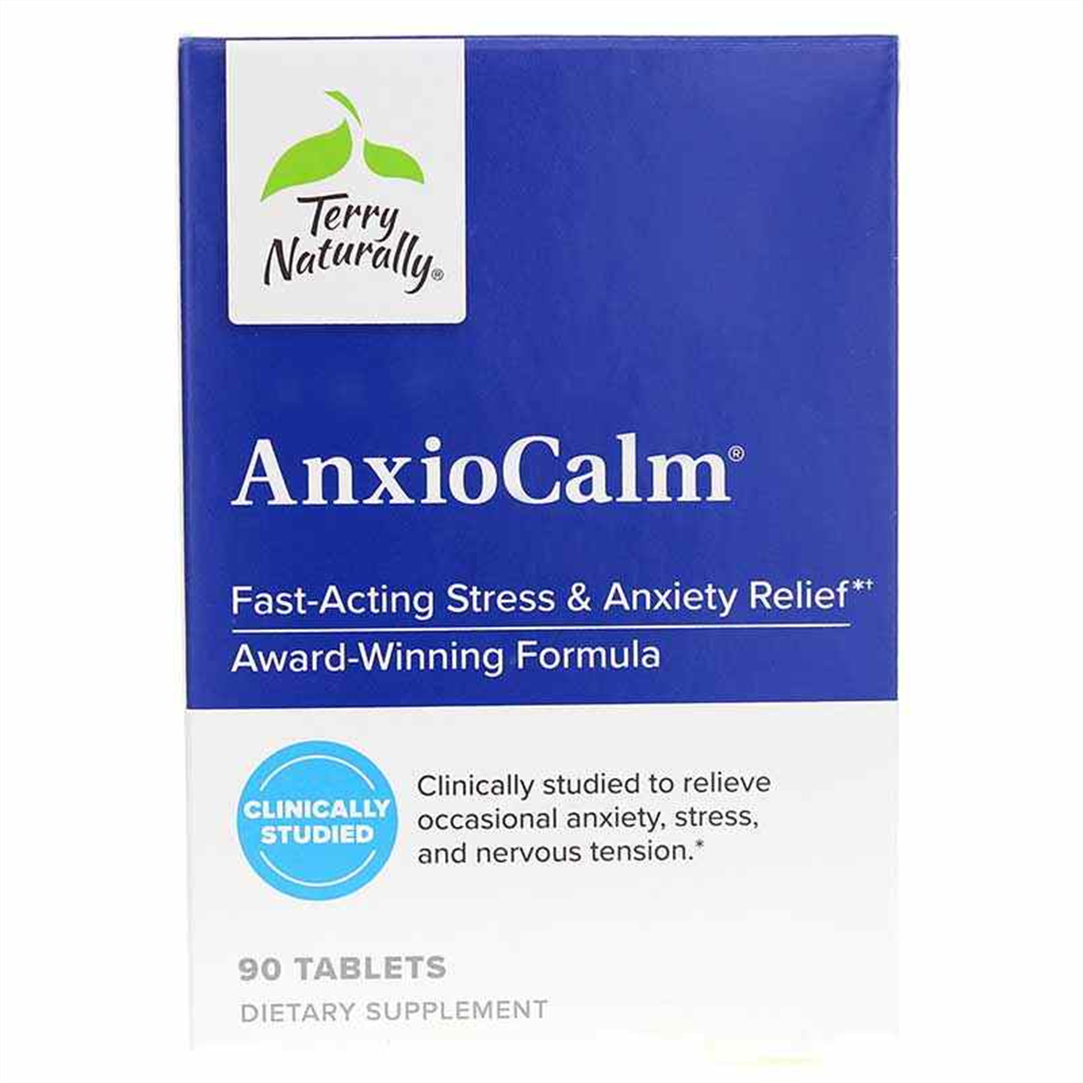 Terry Naturally AnxioCalm 90 Tablets official uniform front v2 1200x1200