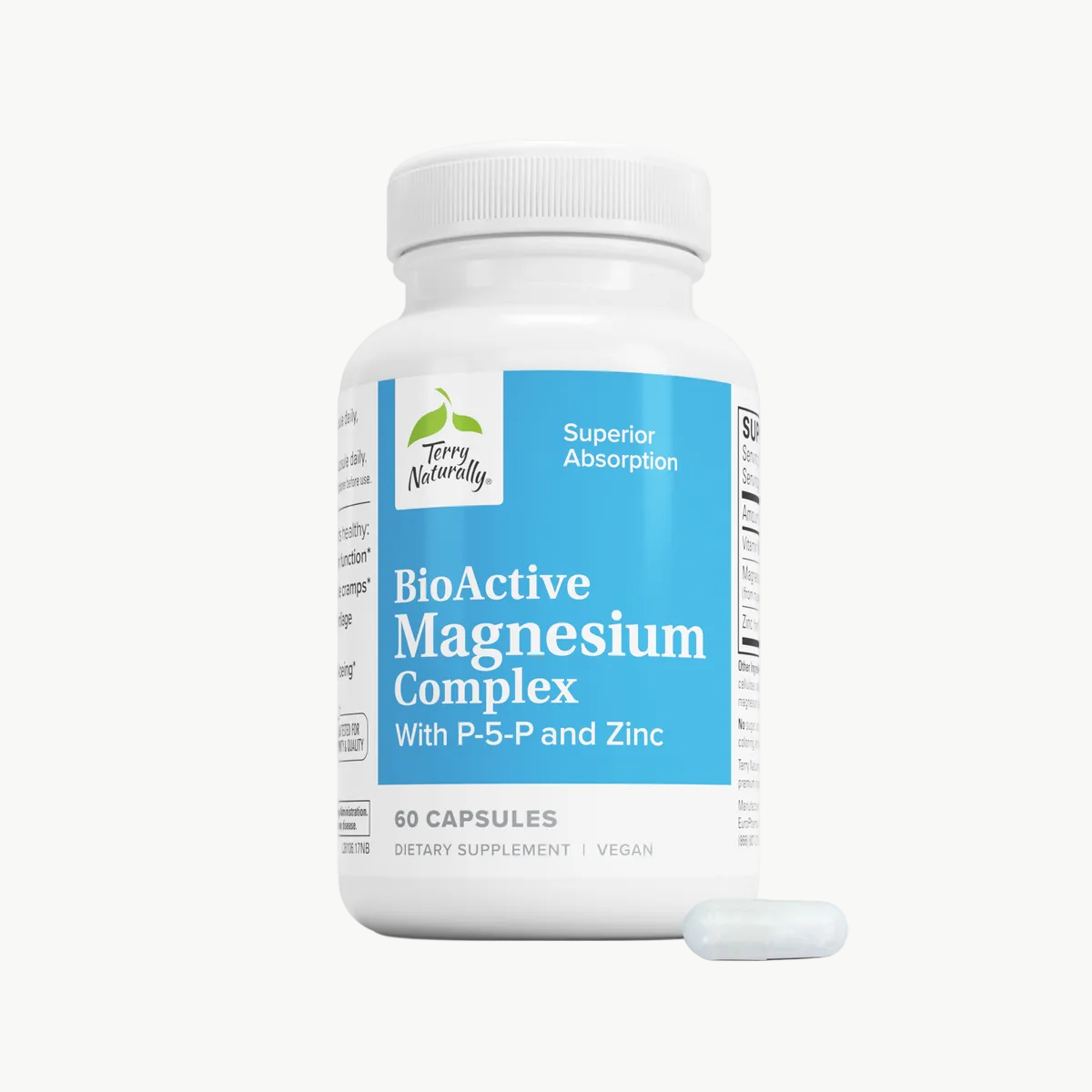Terry Naturally BioActive Magnesium Complex with P-5-P & Zinc | 60 Capsules official uniform front v2 1200x1200