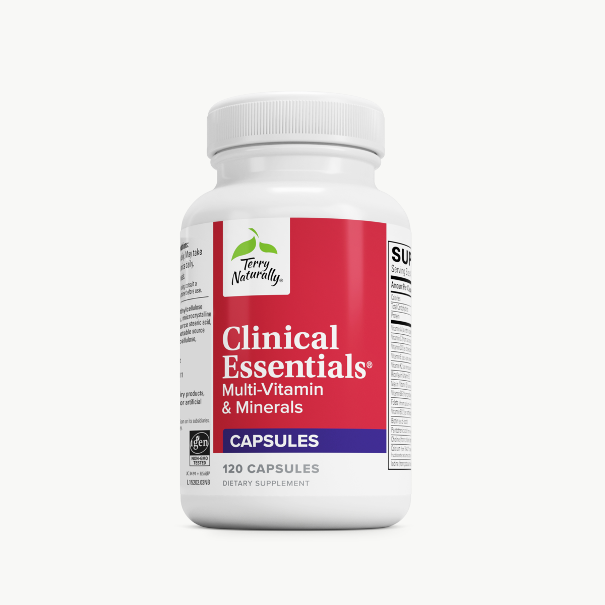 Terry Naturally Clinical Essentials Multi-Vitamin & Minerals 120 Capsules official uniform front v2 1200x1200