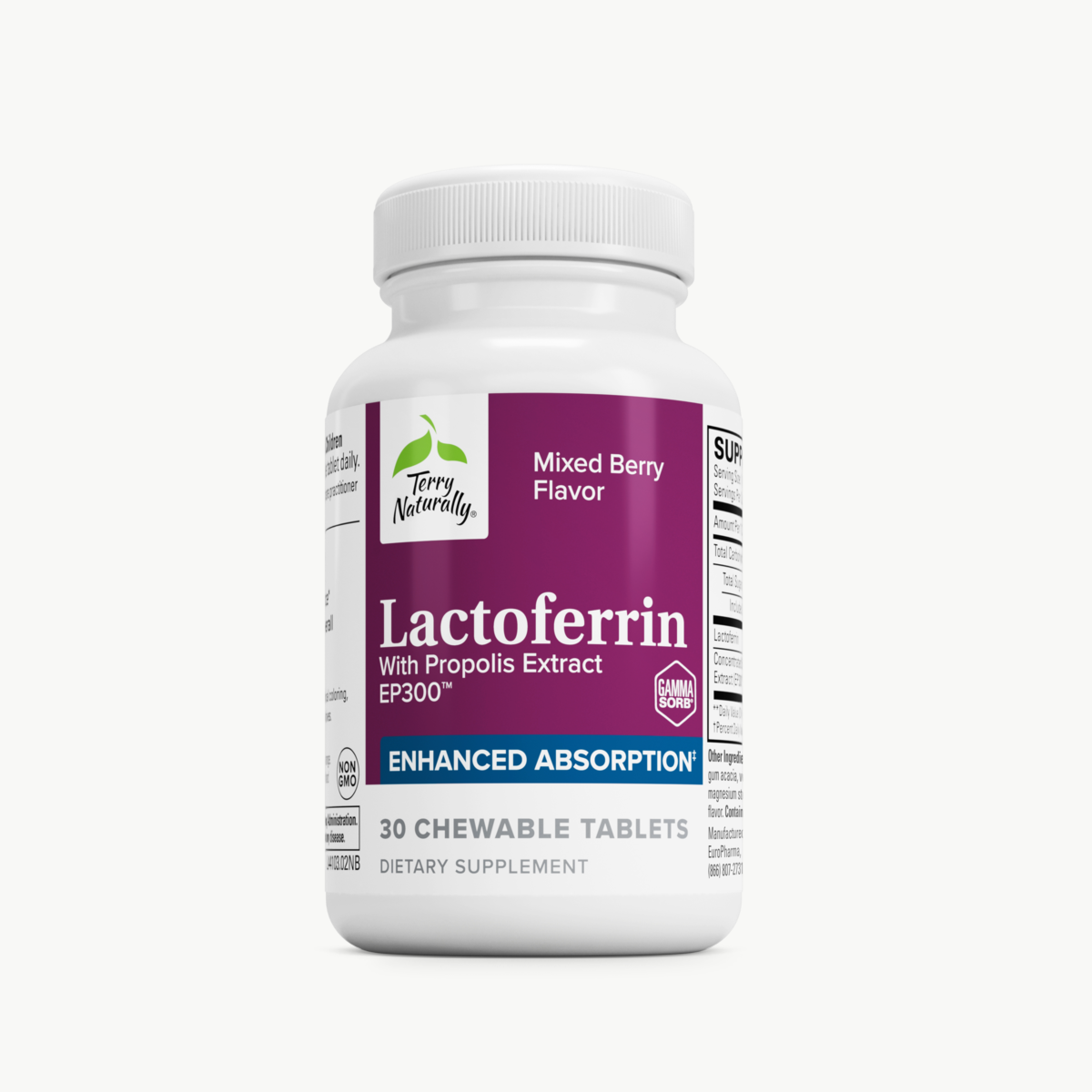 Terry Naturally Lactoferrin 30 Chewable Tablets official uniform front v2 1200x1200