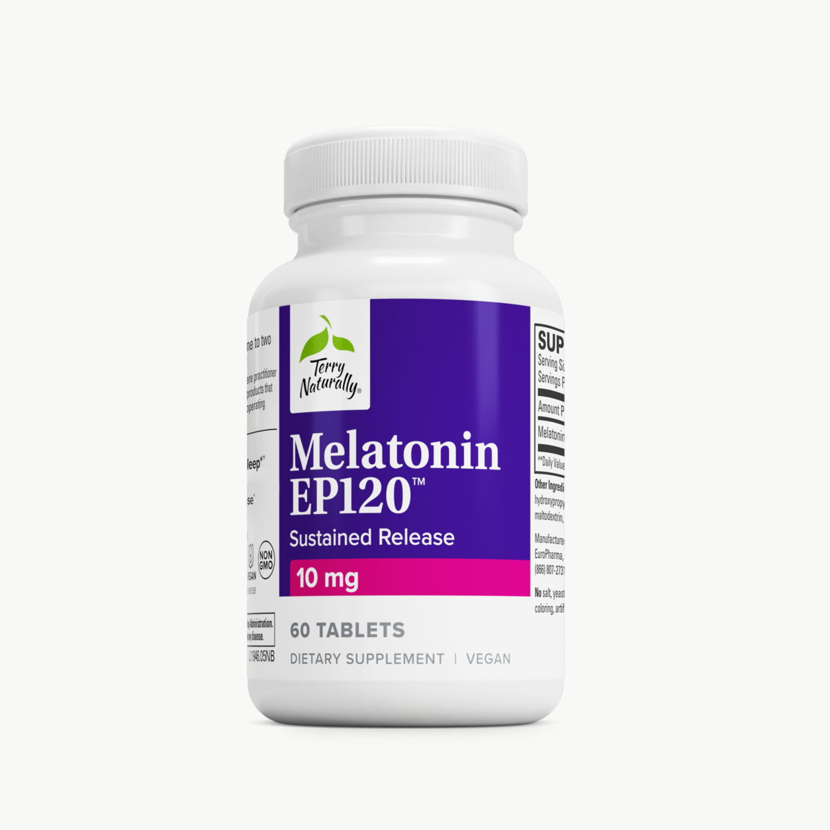 Terry Naturally Melatonin EP120 Sustained Release 10 mg 60 Tablets official uniform front v2 1200x1200