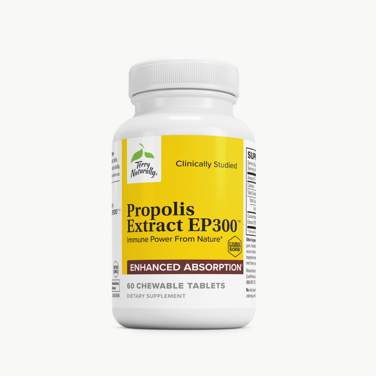 Terry Naturally Propolis Extract EP 300 60 Chewable Tablets official uniform front v2 1200x1200