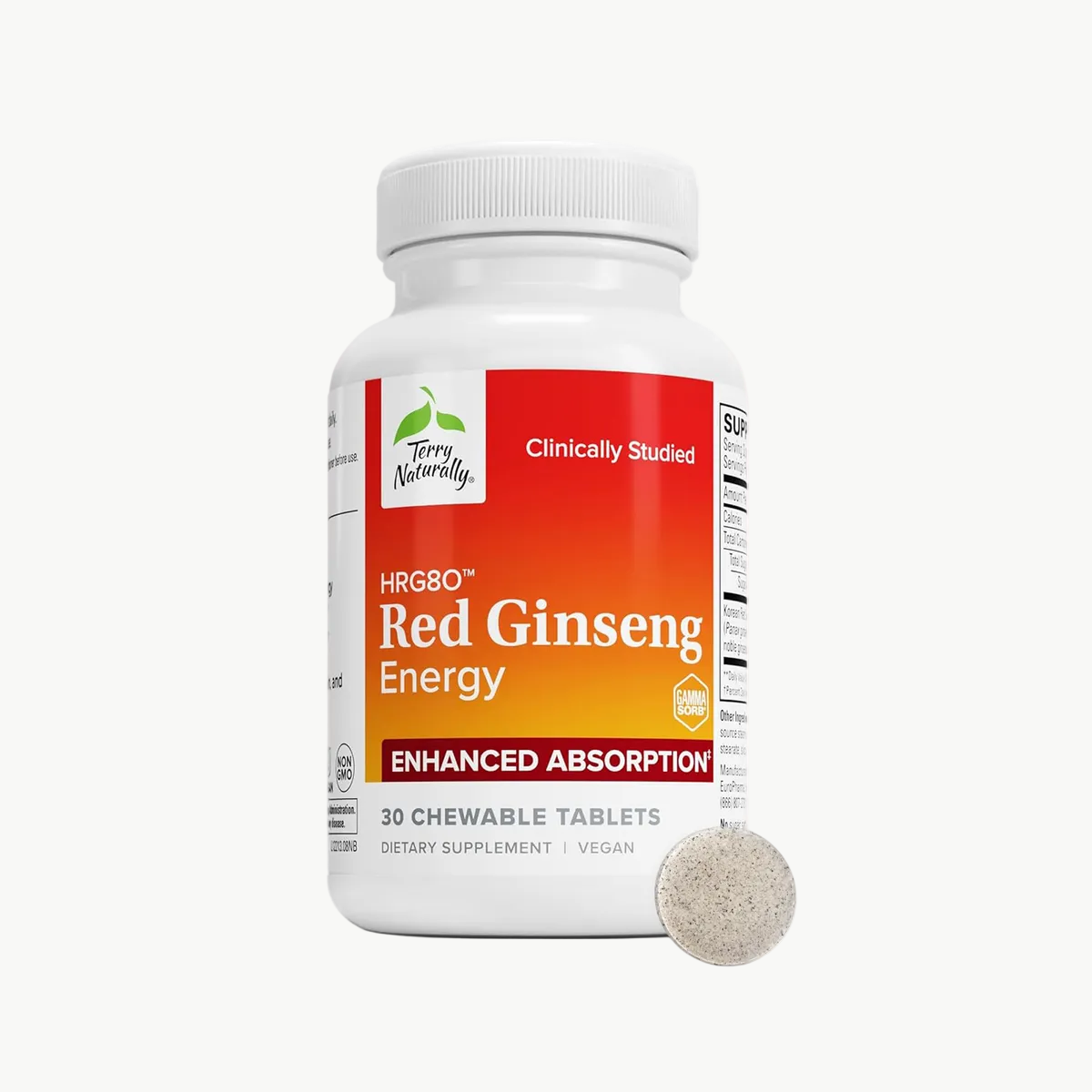 Terry Naturally Red Ginseng HRG80 Energy Chewable 30 Tablets official uniform front v2 1200x1200