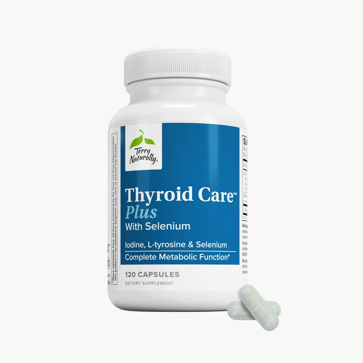 Terry Naturally Thyroid Care Plus with Selenium 120 Capsules official uniform front v2 1200x1200