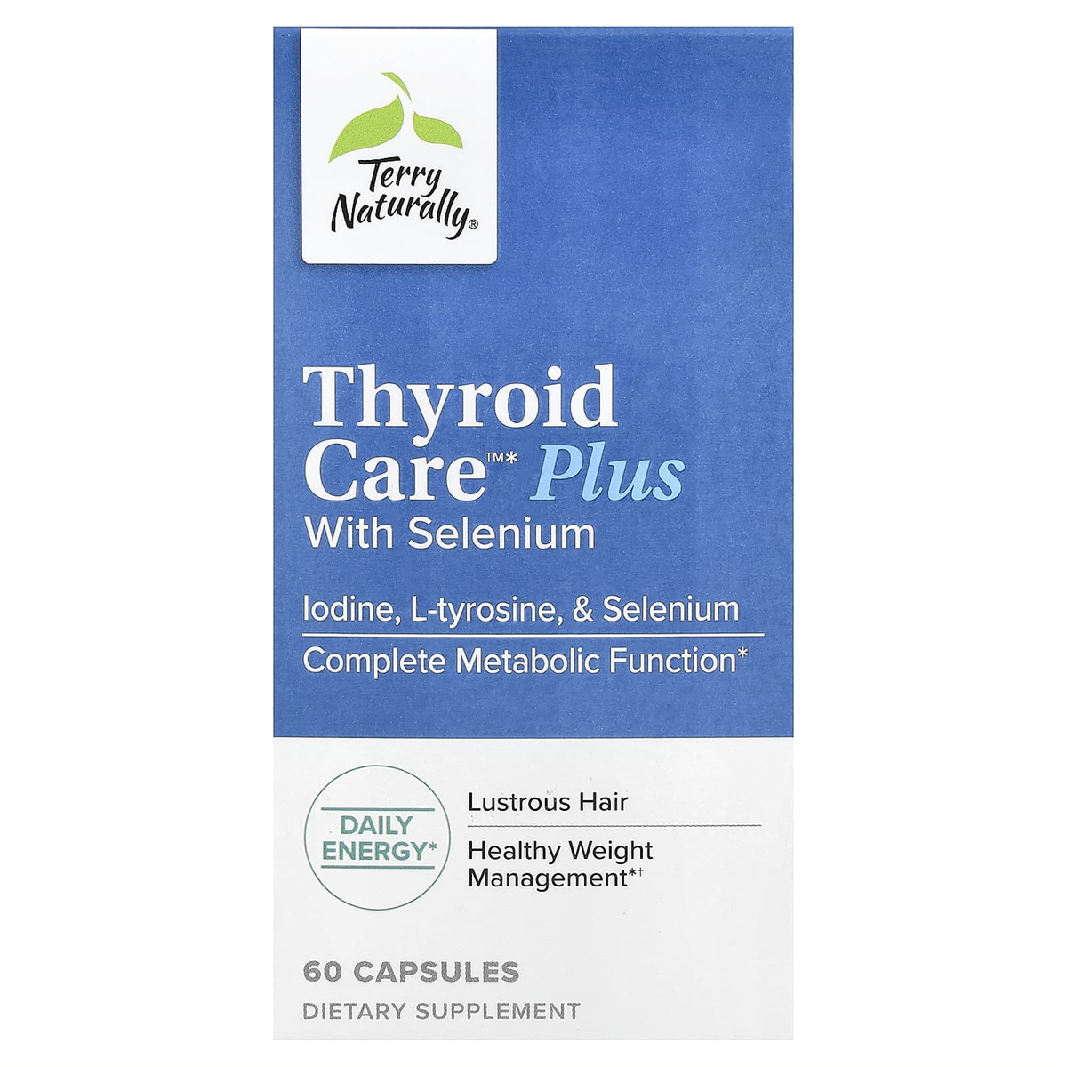 Terry Naturally Thyroid Care Plus with Selenium 60 Capsules official uniform front v2 1200x1200