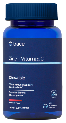 Trace Minerals Zinc + Vitamin C Chewable Raspberry Flavor 60 Chewable Wafers product packaging