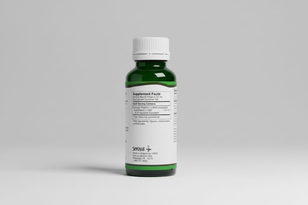 Supplement facts label for UNDA gemmo product on a white background