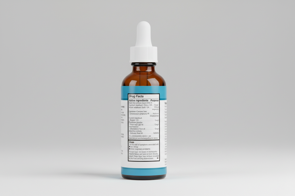 Drug facts label with active ingredients and uses for a homeopathic product.