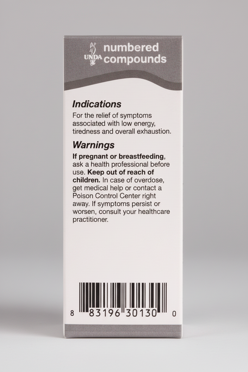 Drug label for numbered compounds with indications and warnings.