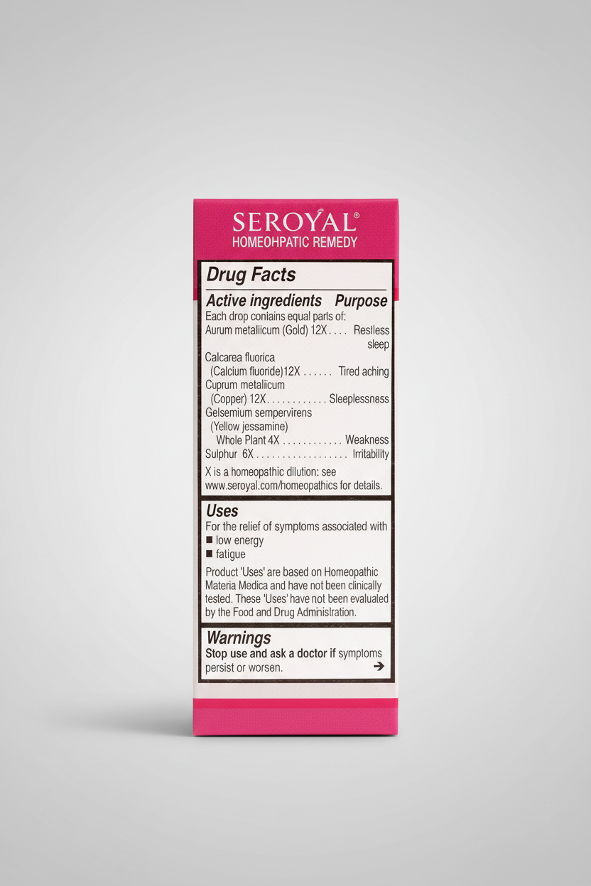 Drug facts label with homeopathic medicine details on a pink background