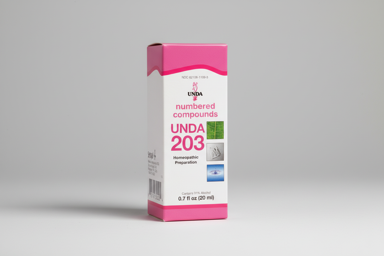 Box of UNDA 202 homeopathic preparation with pink and white design