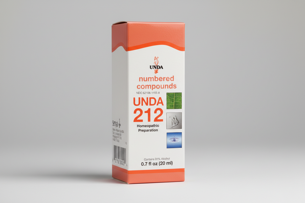 UNDa 212 homeopathic preparation packaging with orange and white design