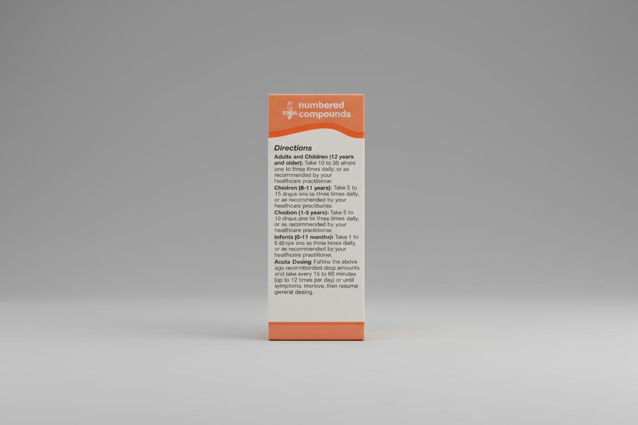 Package of UNDA numbered compounds with dosage instructions.
