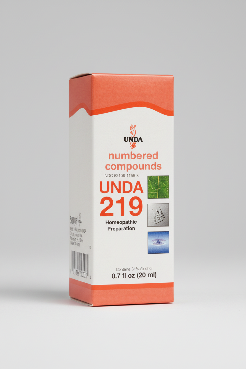 UNDa 219 homeopathic preparation packaging with orange and white design