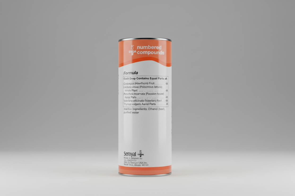 Serooyal numbered compounds packaging with text detailing ingredients and Seroyal branding.