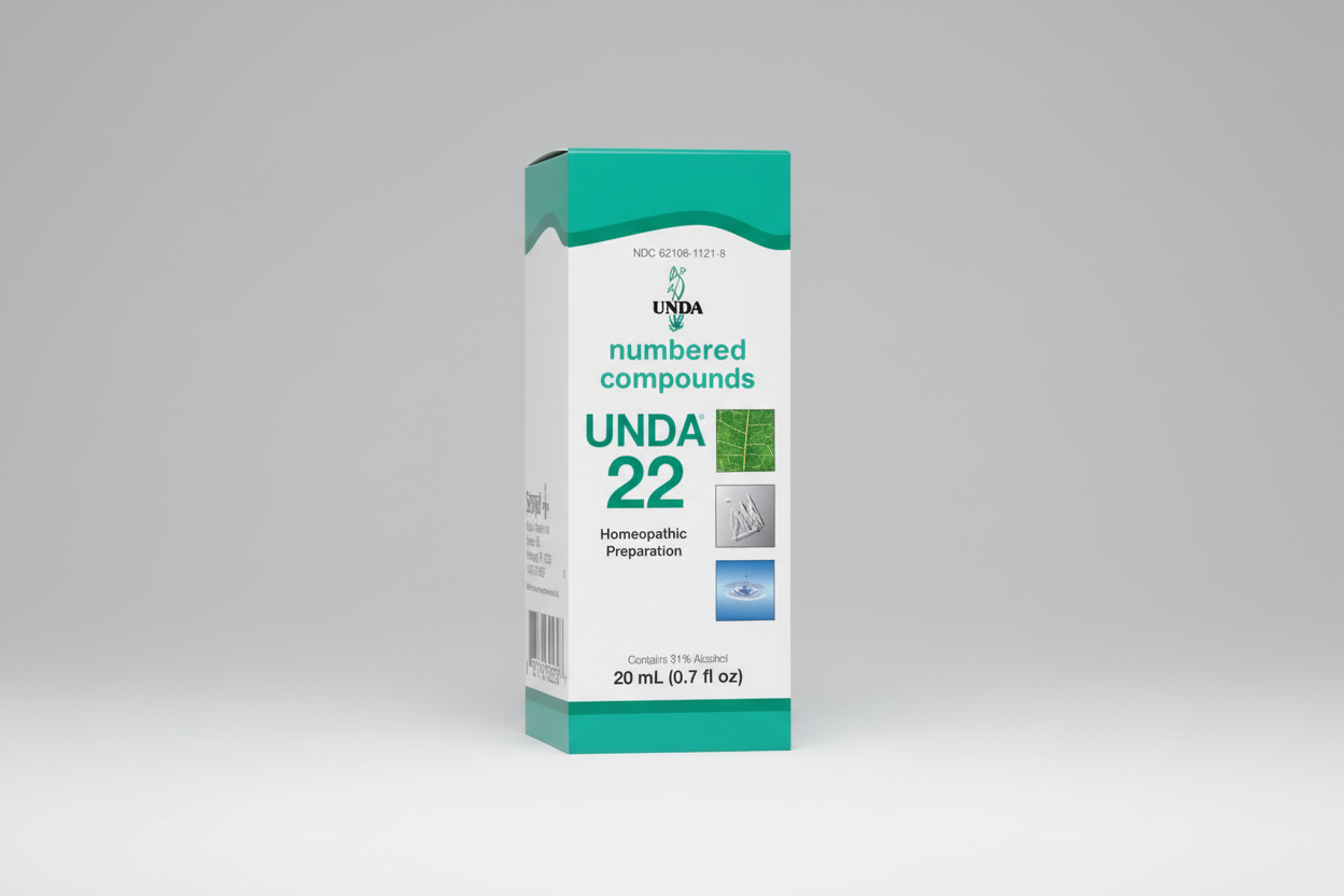 Box of UNDA 22 homeopathic preparation with green and white design