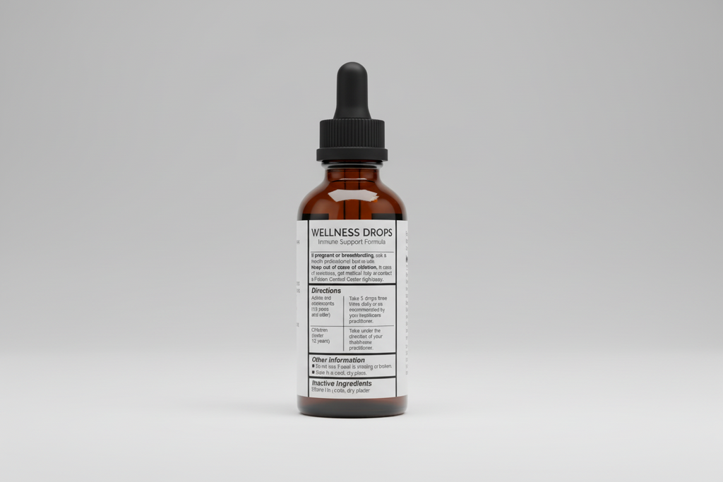Drug facts label with warnings, directions, and inactive ingredients for a medication.