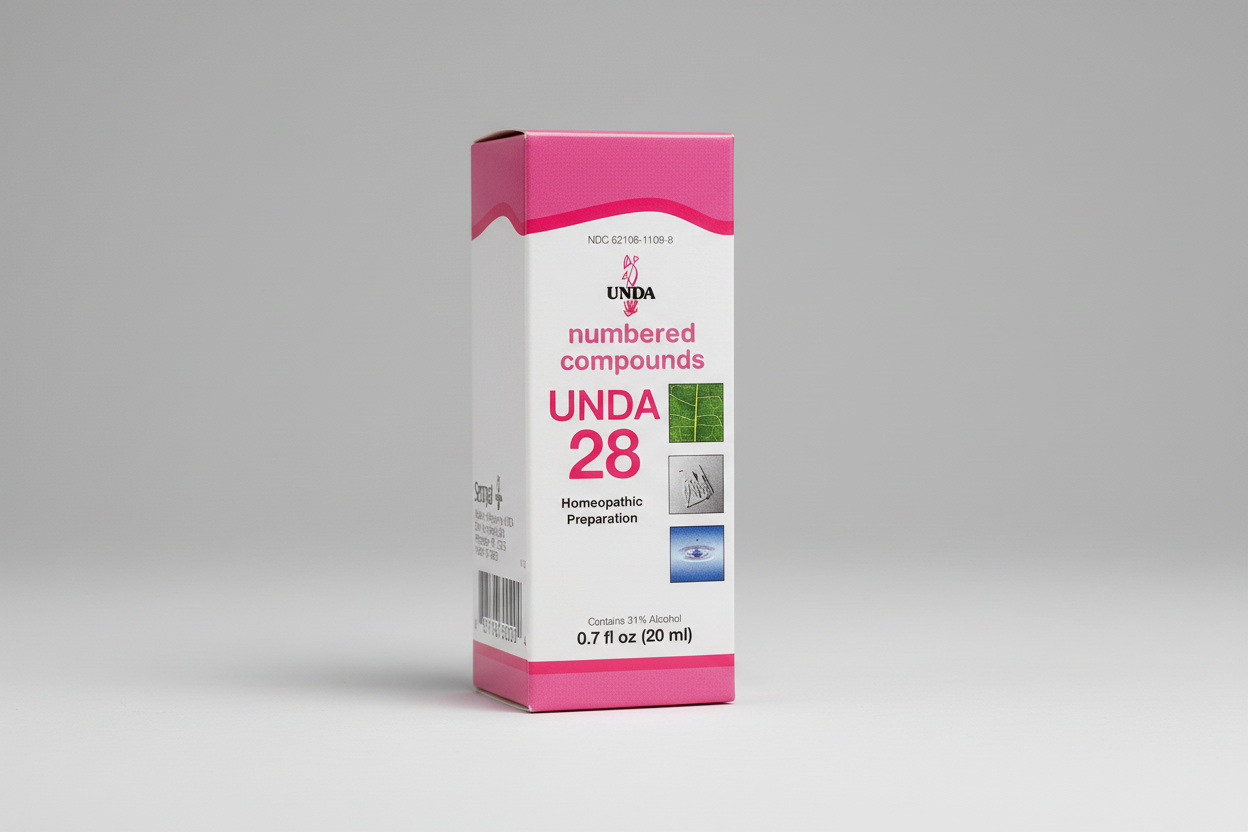 Box of UNDA 33 homeopathic preparation with pink and white design