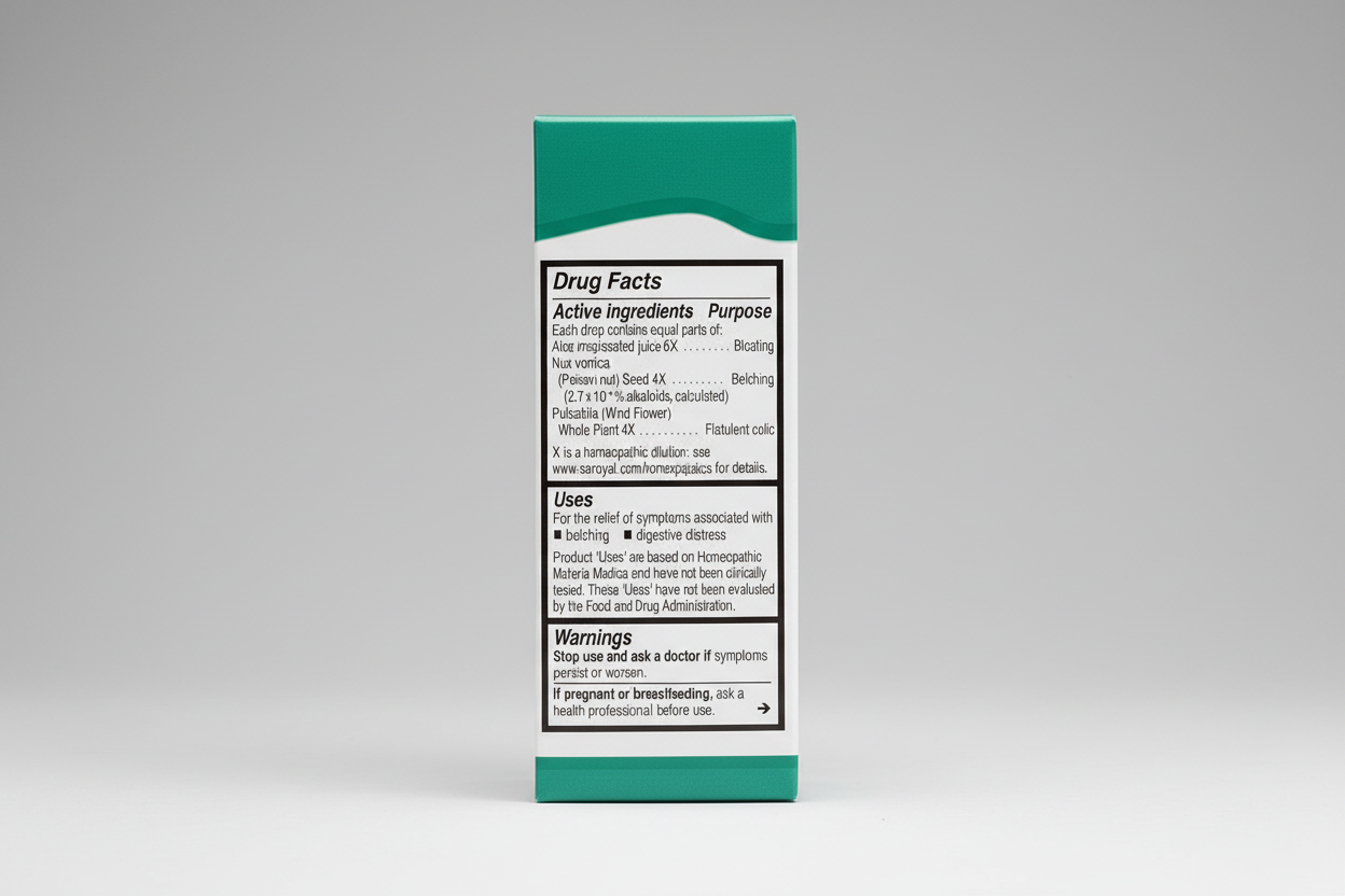 Drug facts label for a homeopathic product with green border