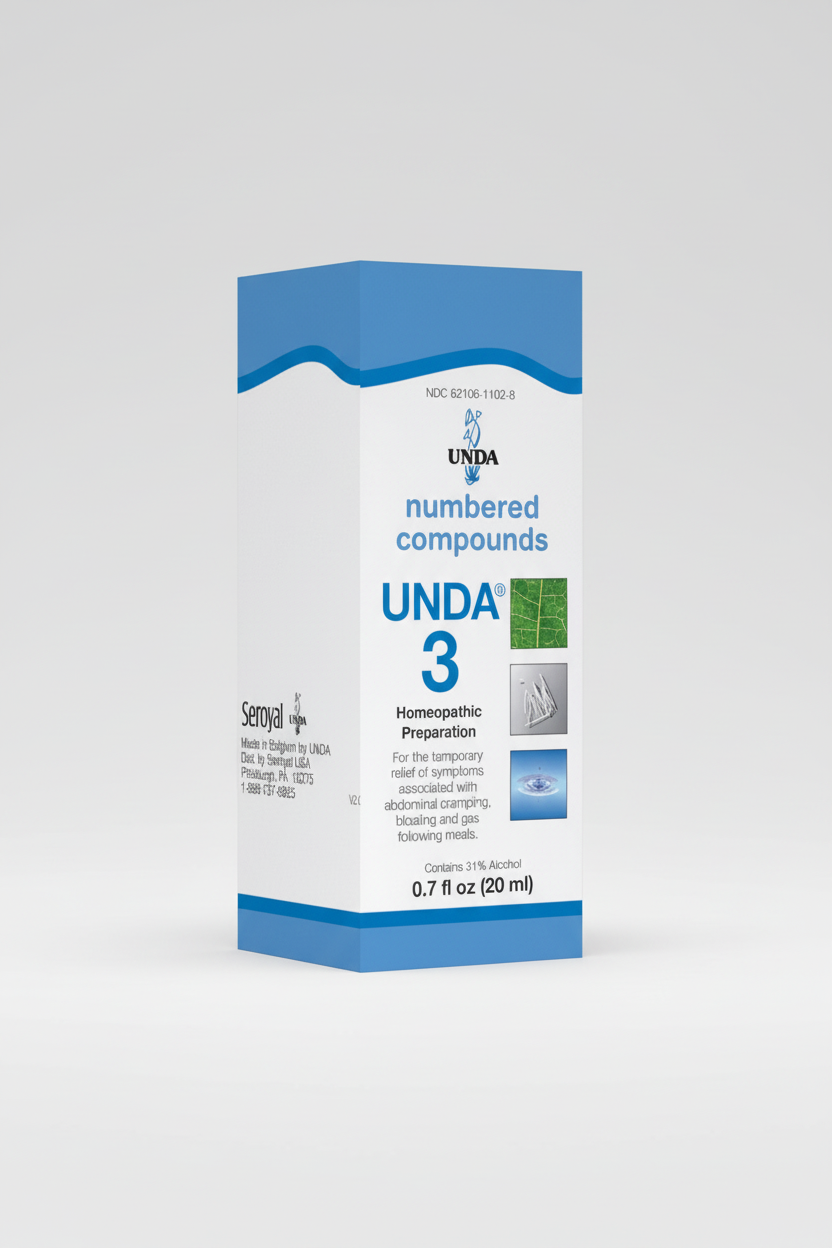 Box of UNDA Numbered Compounds 3 homeopathic preparation