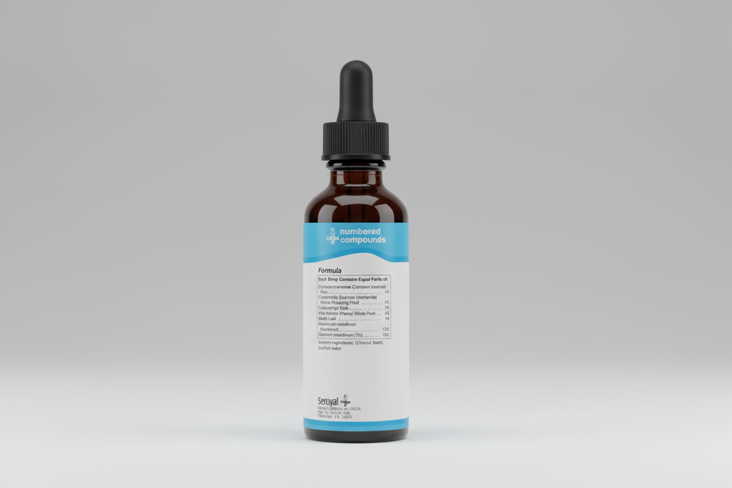 Seroyal numbered compounds packaging with ingredient list on a white background