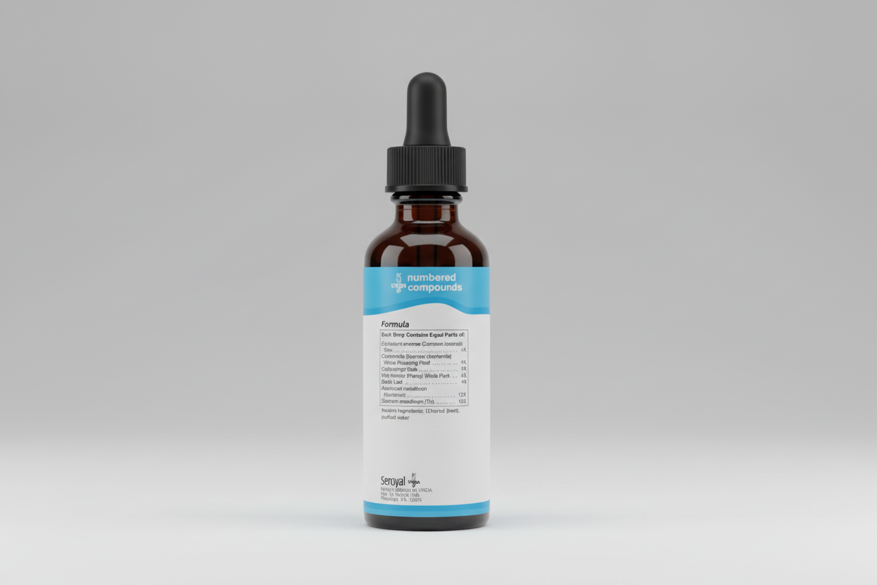 Seroyal numbered compounds packaging with ingredient list on a white background